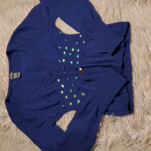 Blue Cardigan sweater with sequins juniors Large or Women's Small - Picture 4 of 4